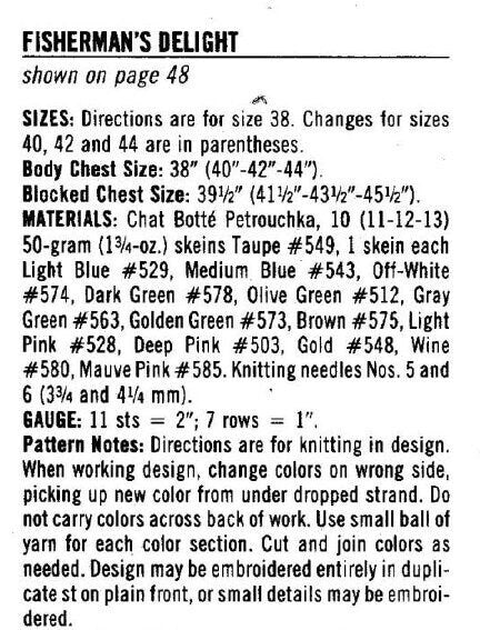 Vintage Knitting Pattern Mens Rainbow Trout Fishing Sweater Pullover Crossover Neck PDF Instant Digital Download Fishermans Delight 8 Ply