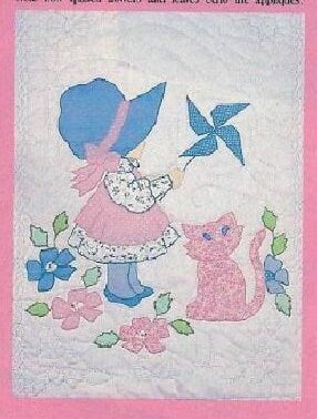 Vintage Sewing Pattern Sunbonnet Sue Quilt & Pillow Shams Set PDF Instant Digital Download Dresden Plate Patchwork Applique Bedspread 92x87
