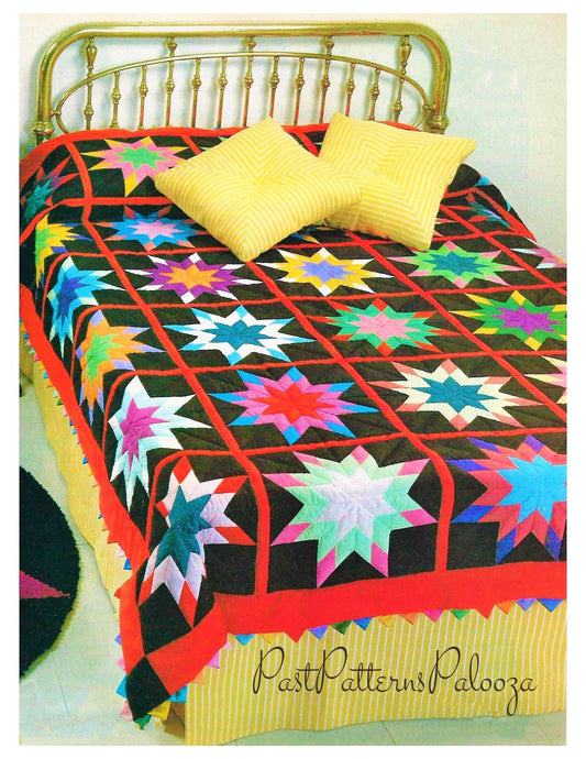 Vintage Sewing Pattern Classic Star Bed Quilt PDF Instant Digital Download Pretty Pieced Diamonds Bedspread Prairie Point Edge