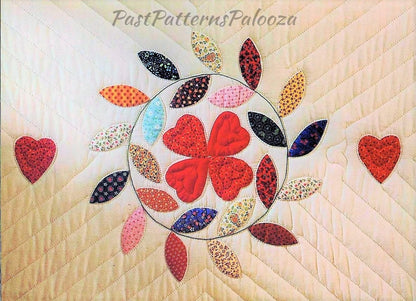 Vintage Sewing Pattern Bridal Wreath Bed Quilt PDF Instant Digital Download Hearts Flowers Applique Bedspread Traditional Wedding Gift