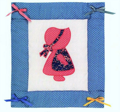 Vintage Sewing Pattern Classic Sunbonnet Sue Bed Quilt PDF Instant Digital Download Twin Bed Patchwork Applique Blocks Bedspread 52x73