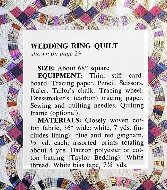 Vintage Sewing Pattern Double Wedding Ring Quilt Antique Patchwork PDF Instant Digital Download c. 1920 Classic Traditional Design