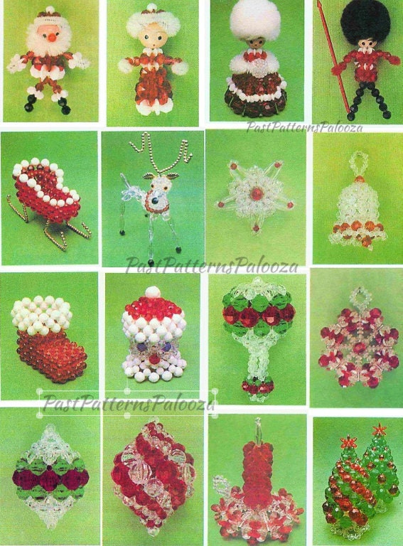 Vintage Beading Patterns Mini Classic Christmas Bead Ornaments 16 Designs PDF Instant Digital Download Mini Small Holiday Tree Trim 2-5"