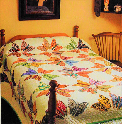 Vintage Sewing Pattern Butterfly Blocks Bed Quilt PDF Instant Digital Download Pretty Appliqued Butterflies Clamshell Quilting 90x90