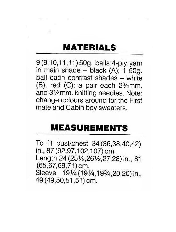 Vintage Knitting Pattern Funny Nautical Family Sweaters Captain First Mate Cabin Boy PDF Instant Digital Download Womens Mens Childs Jumpers