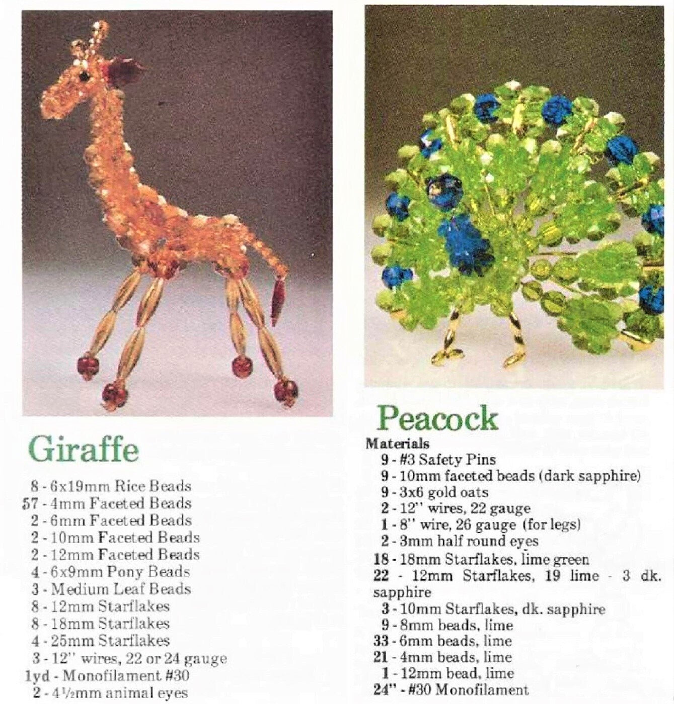 Vintage Beading Pattern Cute Animal Collection 13 Figures PDF Instant Digital Download Zoo Safari Fantasy Pet Bead Craft Figurine Dolls