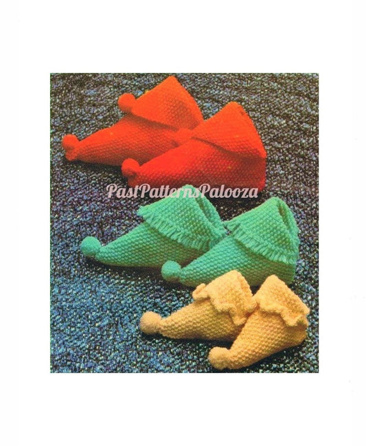 Vintage Knitting Pattern Christmas Elf Family Slippers PDF Instant Digital Download Retro Baby Booties Childs Adults Bed Socks 10 Ply