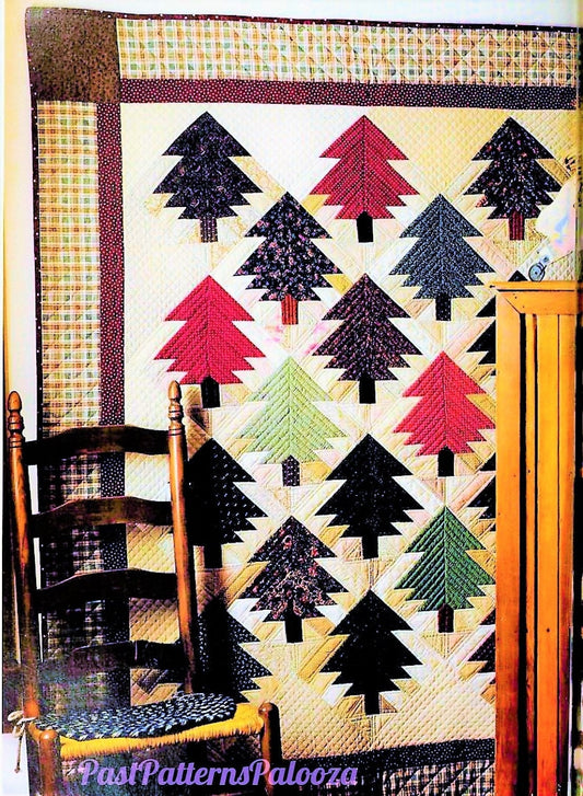 Vintage Sewing Pattern Patchwork Prairie Pine Trees Quilt Wall Hanging PDF Instant Digital Download Rustic Primitive Christmas