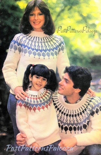 Vintage Knitting Pattern Family Nordic Sweaters Shetland Chunky Knit Pullover Jumpers PDF Instant Digital Download Womens Mens Childs 14 Ply