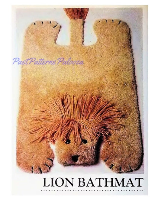 Vintage Sewing Pattern Lion Skin Bathmat or Rug PDF Instant Digital Download Fun Easy Project Safari Nursery or Bathroom 24x36