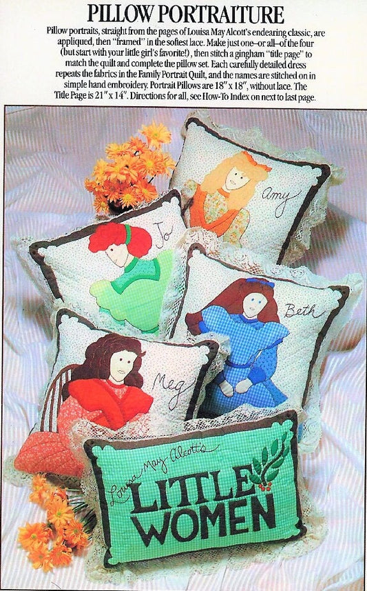 Vintage Sewing Pattern Little Women Bed Pillows & Quilt or Wall Hanging PDF Instant Digital Download Applique Bed Set