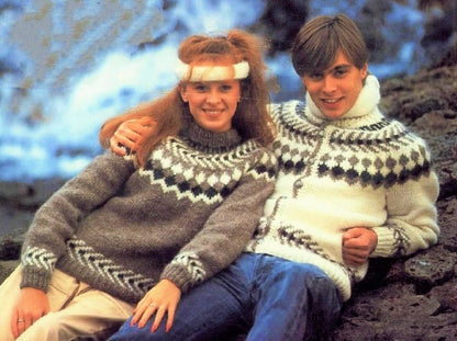 Vintage Knitting Pattern Nordic Icelandic Knit Wool Sweaters Pullover & Cardigan PDF Instant Digital Download Unisex Fair Isle 12 Ply