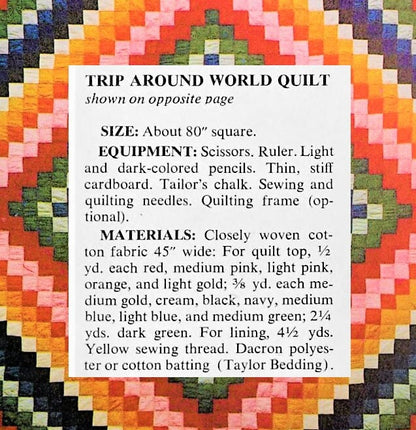 Vintage Sewing Pattern Trip Around The World Quilt Antique Patchwork PDF Instant Digital Download c. 1910 Classic Traditional Design