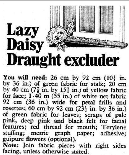 Vintage Sewing Pattern 30" Tall Giant Plush Daisy Flower Soft Toy or Draft Stopper PDF Instant Digital Download Retro Kitsch Fabric Flower