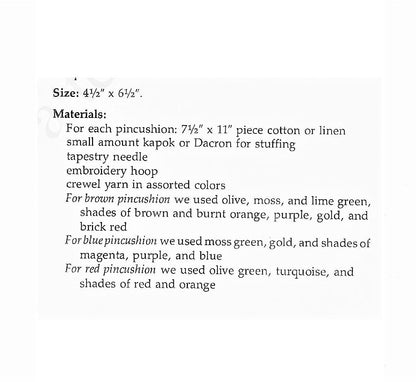 Vintage Embroidery Sewing Pattern 6" Folk Art Flower Pincushions PDF Instant Digital Download 3 Retro Groovy Embroidered Pincushion Designs