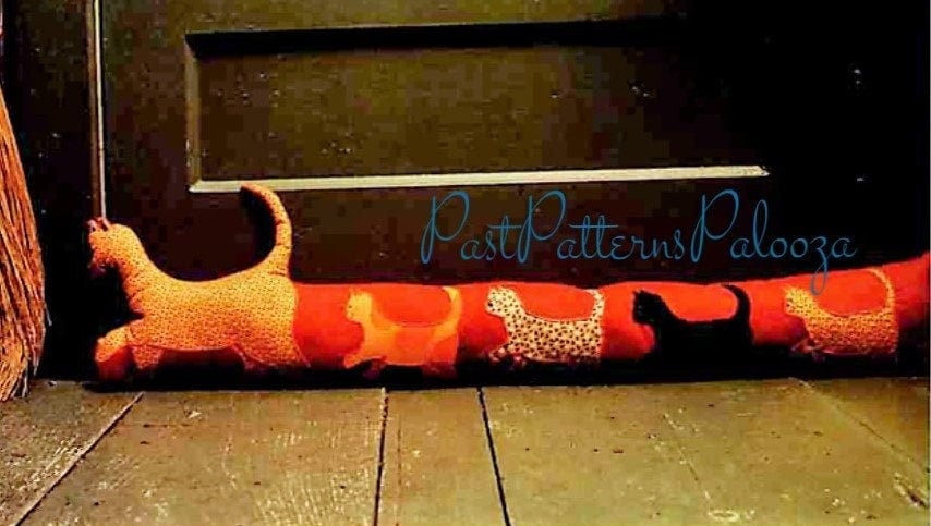Vintage Sewing Pattern 30" Calico Cat & Kittens Parade Draft Stopper Dodger PDF Instant Digital Download Soft Plush Fabric Kitties
