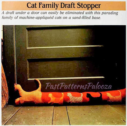 Vintage Sewing Pattern 30" Calico Cat & Kittens Parade Draft Stopper Dodger PDF Instant Digital Download Soft Plush Fabric Kitties