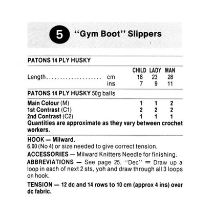 Vintage Crochet Patterns Fun Family Sneaker Slipper Shoes PDF Instant Digital Download Womens Mens Childrens Running Shoe Slippers 14 Ply
