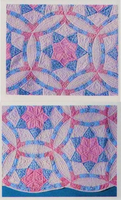 Vintage Sewing Pattern Golden Double Wedding Ring Bed Quilt PDF Instant Digital Download Patchwork Heirloom Rings Stars Bedspread 84 x 96