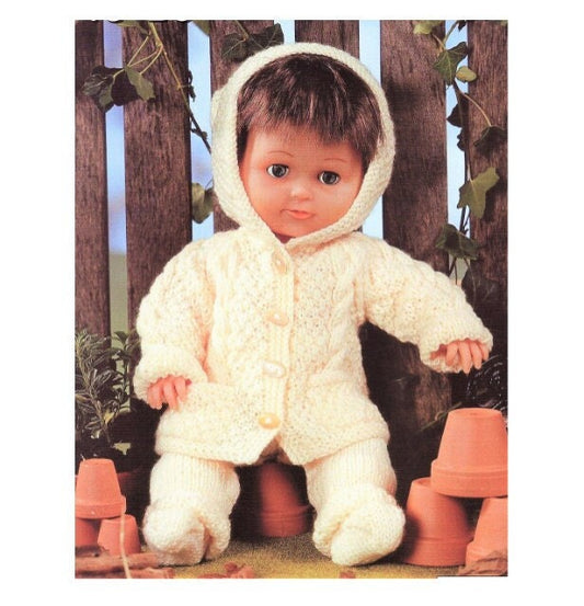 Vintage Knitting Pattern Baby Doll Clothes Hooded Jacket Coat Pants Socks 12-14 15-18 19-22 Inch Dolls PDF Instant Digital Download DK