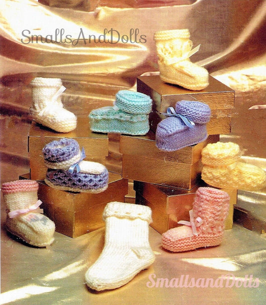 Vintage Knitting Pattern Pretty Baby Booties Shoes and Socks 9 Designs PDF Instant Digital Download Boy Girl Bootees 4 Ply 8 Ply