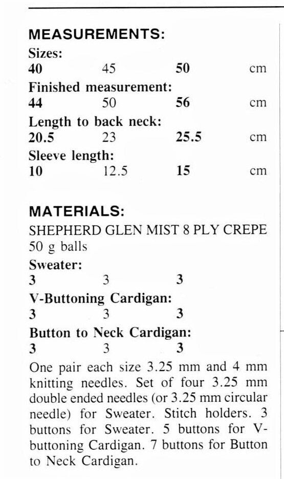 Vintage Knitting Pattern Textured Baby Raglan Sweaters Pullover and Cardigans PDF Instant Digital Download 0-18m DK 8 Ply