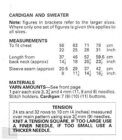 Vintage Knitting Pattern Boy Girl Childs Basket Weave Sweaters Pullover and Cardigan PDF Instant Digital Download 2-11 yrs DK