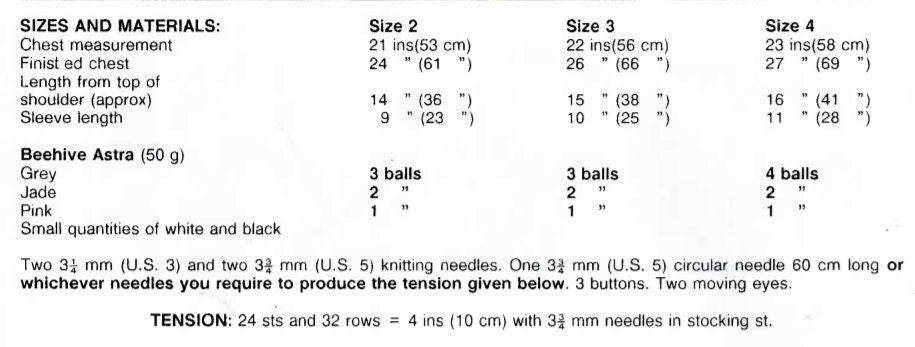 Vintage Knitting Pattern Childs Kids Elephant Sweater PDF Instant Digital Download Toddler Animal Pullover Sweater 2 3 4 yrs 5 Ply