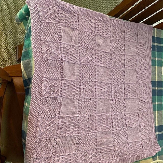 Vintage Knitting Pattern Textured Squares Baby Blanket PDF Instant Digital Download Knit Lapghan Crib Cover DK 8 Ply