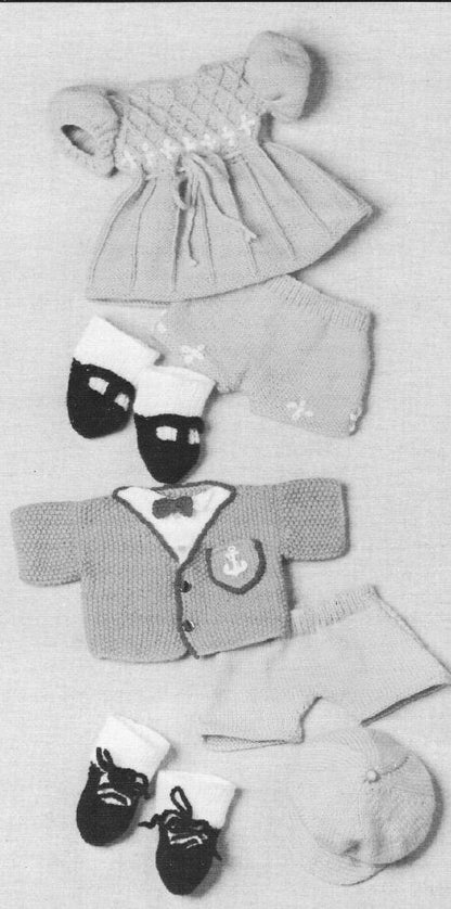 Vintage Knitting Pattern 16 Inch Soft Sculpture Cabbage Patch Kids Doll Clothes Girl Boy Fancy Outfits PDF Instant Digital Download DK