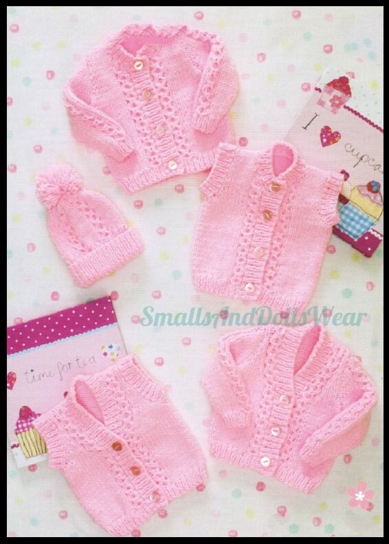 Vintage Knitting Pattern Baby Cardigans Waistcoats Hat Sweaters PDF Instant Digital Download Preemie - 2 Years Chunky 12 Ply