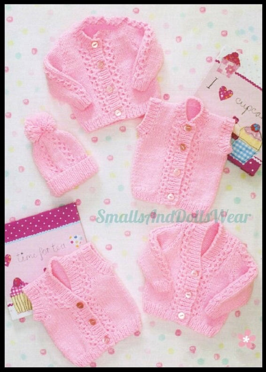 Vintage Knitting Pattern Baby Cardigans Waistcoats Hat Sweaters PDF Instant Digital Download Preemie - 2 Years Chunky 12 Ply