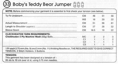 Vintage Knitting Pattern Baby Boy to Toddler Knit Fair Isle Teddy Bears Motif Sweater Jumper PDF Instant Digital Download 0-2 yrs 5 Ply