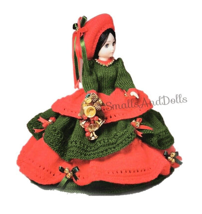 Vintage Knitting Pattern 15" Christmas Belle Doll Holiday Dress Hat for 15 Inch Dolls PDF Instant Digital Download DK 8 Ply