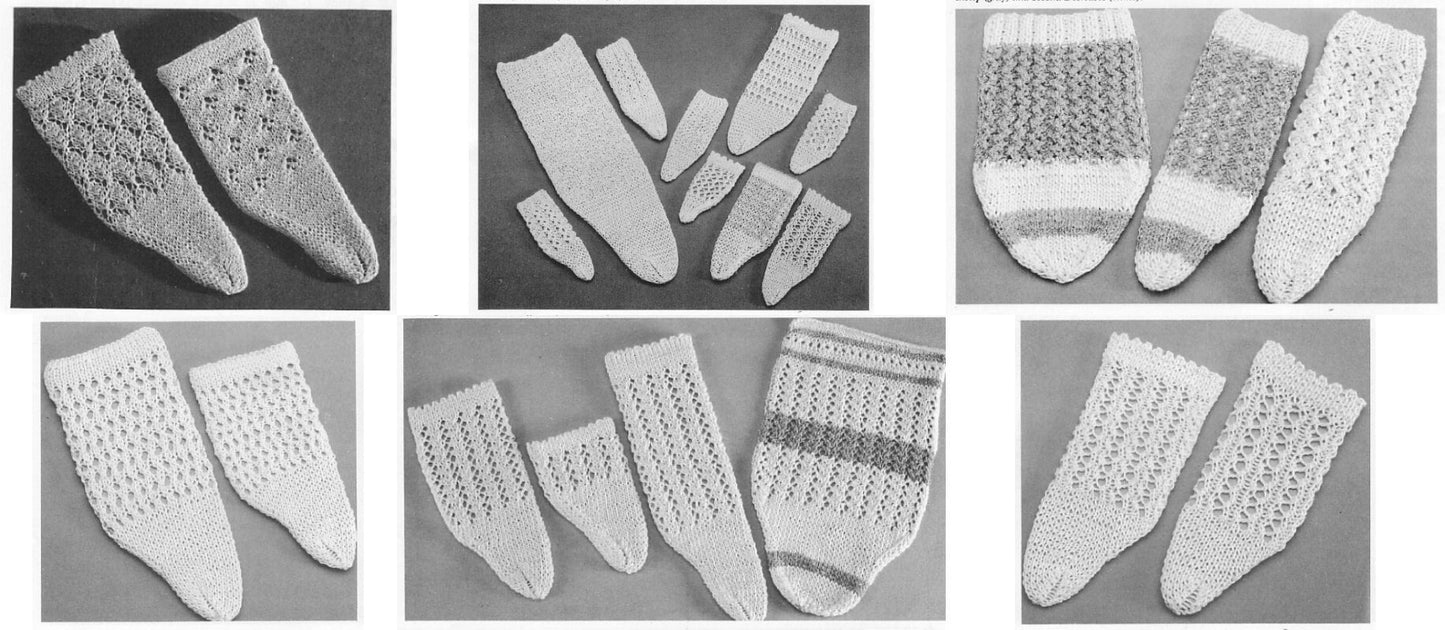 Vintage Knitting Pattern Collection Knit Doll Socks PDF Instant Digital Download Cotton Stockings Wide Variety and Size Ranges