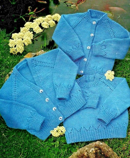 Vintage Knitting Pattern Baby Boy Classic Cardigan Sweaters Jumpers 3 Styles PDF Instant Digital Download Newborn Toddler 0-2 yrs DK