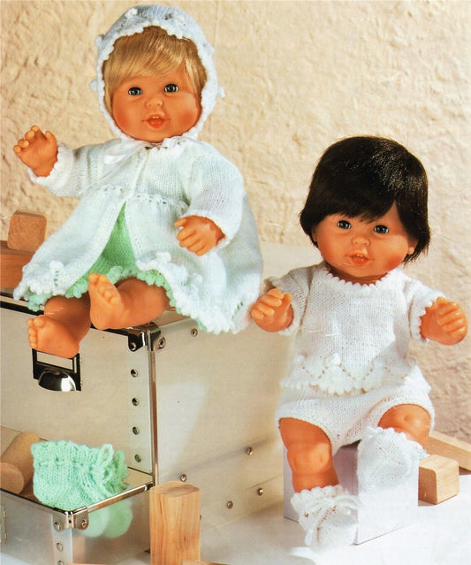 Vintage Knitting Pattern Knit Doll Clothes for 14 Inch Dolls 6 Pieces PDF Instant Digital Download 12 Inch Chest Baby Doll 4 Ply