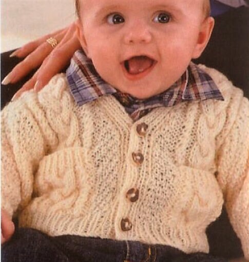 Vintage Knitting Pattern Baby Toddler Boy Cabled Cardigan Sweater and Vest Set PDF Instant Digital Download 0-4 years DK