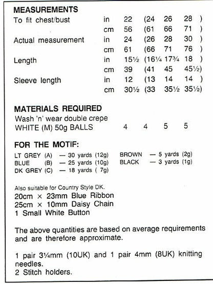 Vintage Knitting Pattern Girls Bunny Rabbit Sweater PDF Instant Digital Download 2-9 Yrs 5 Ply DK 8 Ply  Mrs Cottontail Easter Jumper