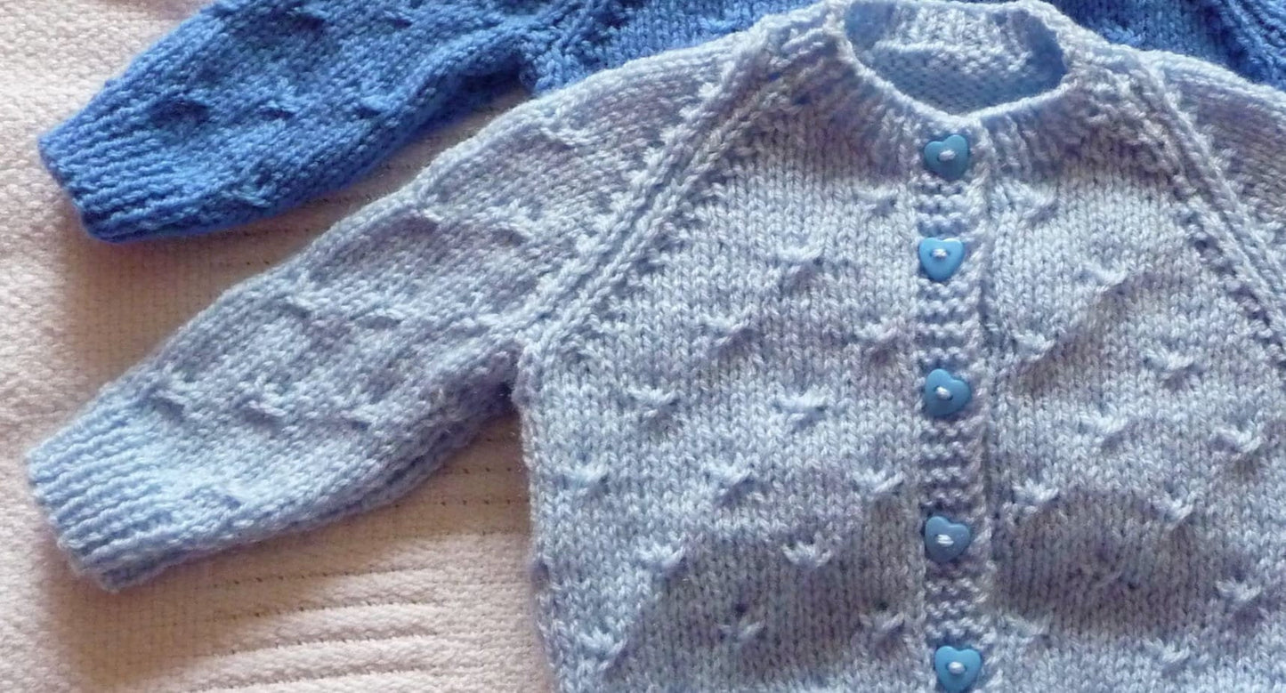 Vintage Knitting Pattern Waterwheel Baby Cardigan Sweaters & Bonnet Set Pretty Texture PDF Instant Digital Download Preemie- 9m DK 8 Ply