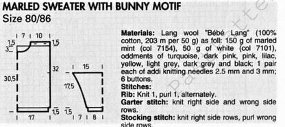 Vintage Knitting Pattern Baby Toddler Girl Bunny Rabbit Sweater PDF Instant Digital Download Easter Flowers Jumper 12m-18m