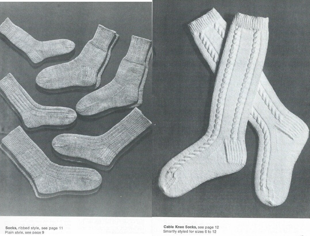 Vintage Knitting Patterns Boys Girls Childrens Socks Mittens Gloves Lot PDF Instant Digital Download Kids Quick Easy Simple Socks 2-12 Years