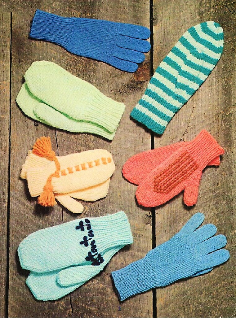 Vintage Knitting Patterns Boys Girls Childrens Socks Mittens Gloves Lot PDF Instant Digital Download Kids Quick Easy Simple Socks 2-12 Years