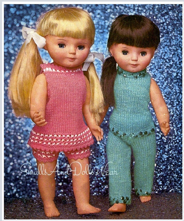 Vintage Knitting Pattern Doll Clothes Fancy Dress Set Pantsuit Pant Suit for 14 16 18 Inch Dolls PDF Instant Digital Download 4 Ply