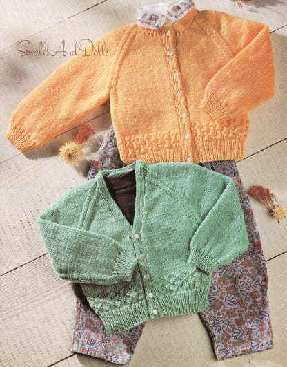 Vintage Knitting Pattern Baby to Toddler Classic Cardigan Sweaters Jumpers PDF Instant Digital Download 0 - 2 yrs DK 8 Ply