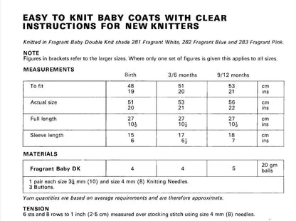 Vintage Knitting Pattern Easy Beginners Baby Cardigan Sweaters PDF Instant Digital Download 0-12m DK 8 Ply