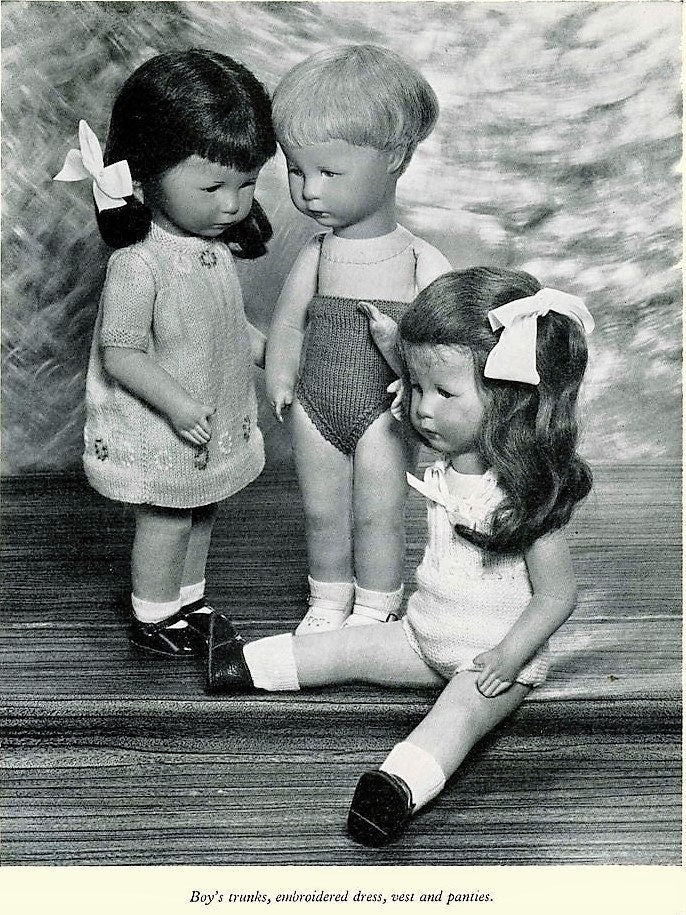 Vintage Knitting Pattern Doll Clothing for 14 inch 18 inch Dolls PDF Instant Digital Download Complete Wardrobe 11 Designs 3 Ply