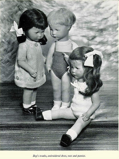 Vintage Knitting Pattern Doll Clothing for 14 inch 18 inch Dolls PDF Instant Digital Download Complete Wardrobe 11 Designs 3 Ply