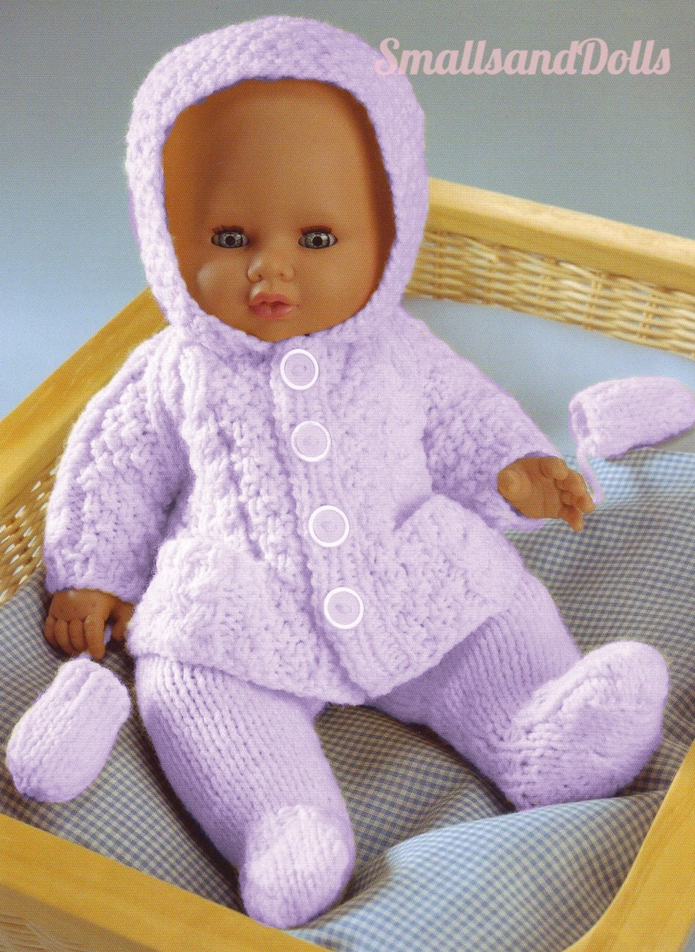 Vintage Knitting Pattern Doll Clothes Hooded Jacket Coat Leggings Mitts Set for 12-14 15-18 19-22 Inch Dolls PDF Instant Digital Download DK