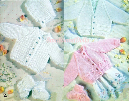 Vintage Knitting Pattern Preemie Premature Baby Hat Booties Sweater Sets PDF Instant Digital Download 3-5 and 5-8 Pounds DK and 4 Ply